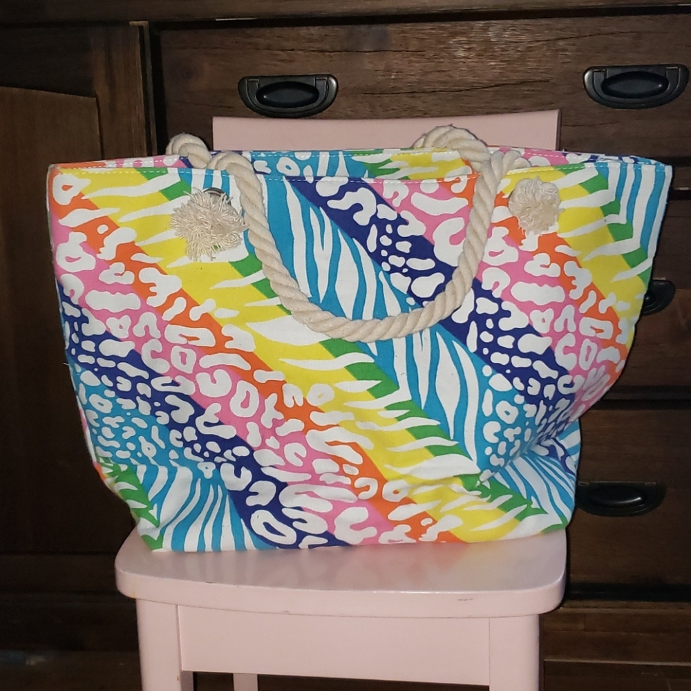 Multi colored summer tote